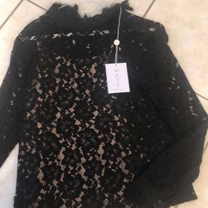 Wayf xs NWT black lace blouse